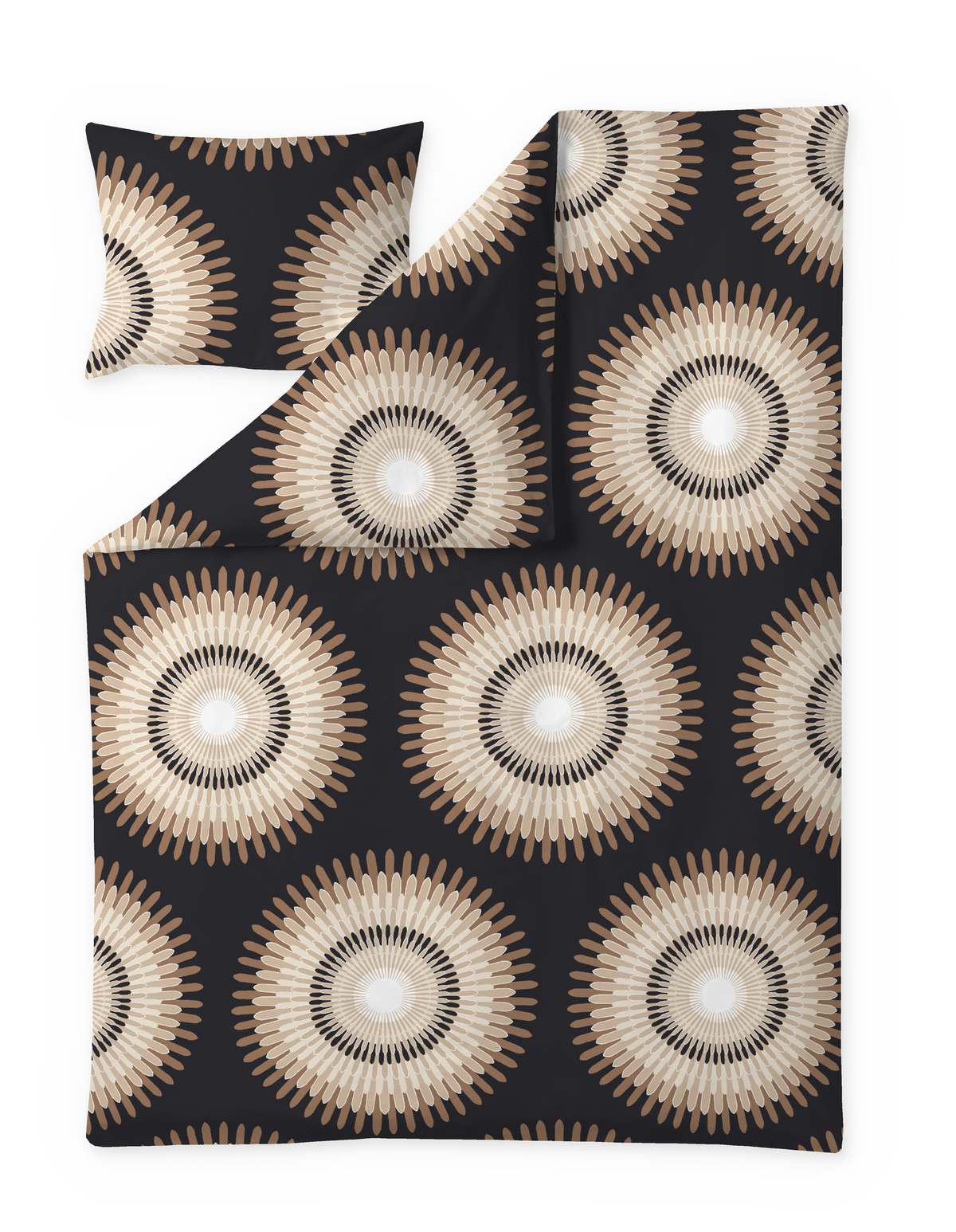 60712-4461-10-06_1; Finlayson Tuike Satiinipussilakanasetti Musta / Ruskea / 150x210 + 50x60 cm 
