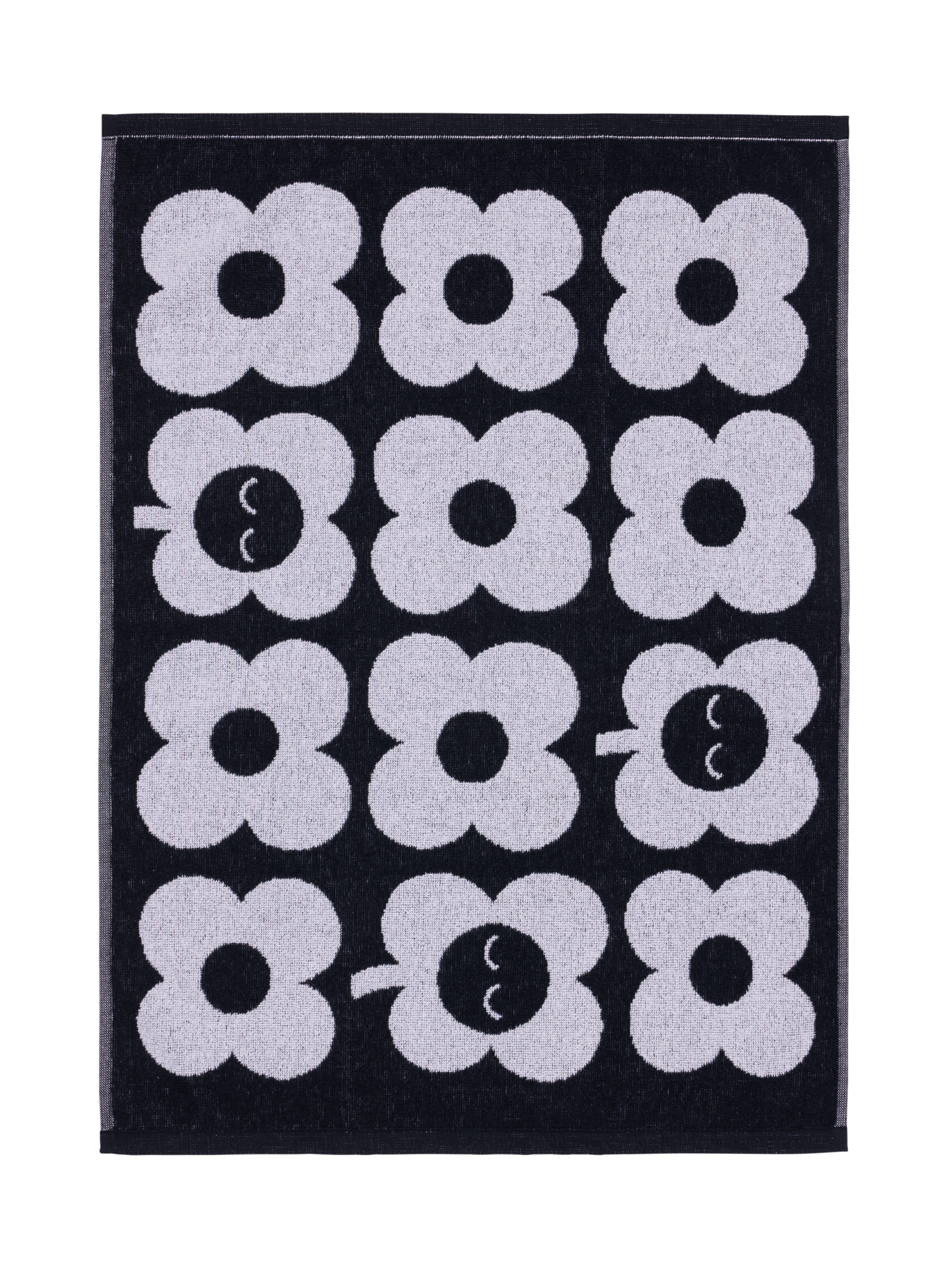 70563-5497-01-12; Finlayson Kukka Käsipyyhe Musta / Valkoinen / 50x70 cm 