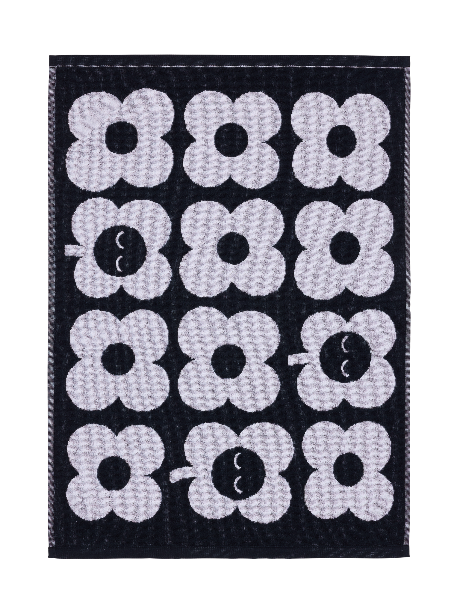 70563-5497-01-12; Finlayson Kukka Käsipyyhe Musta / Valkoinen / 50x70 cm 