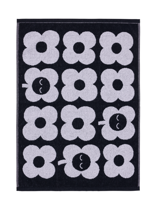 70563-5497-01-12; Finlayson Kukka Käsipyyhe Musta / Valkoinen / 50x70 cm 