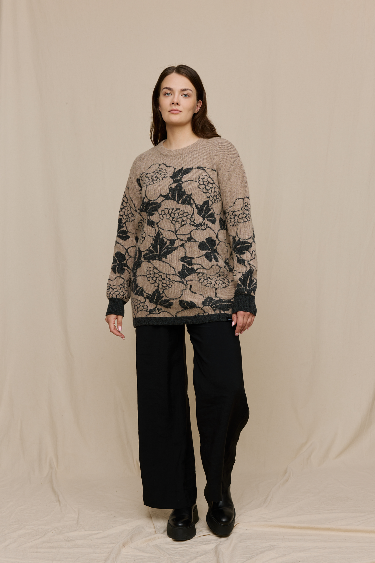 FW51006-198-S_4; Finlayson Annukka Neule Beige / Harmaa / S 