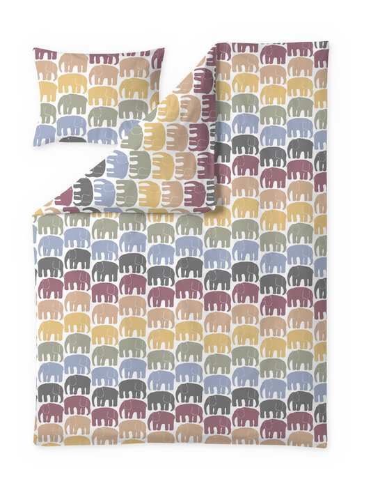 60652-4547-25-06; Finlayson Elefantti multi Pussilakanasetti Monivärinen / 150x210 + 50x60 cm 