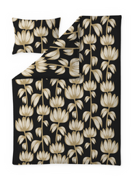 60712-4908-17-06; Finlayson Alma Satiinipussilakanasetti Musta / Kulta / 150x210 + 50x60 cm 