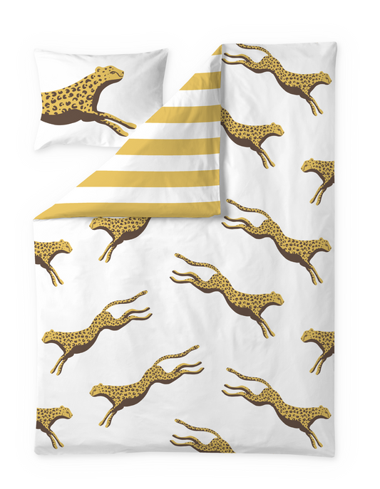 60646-5522-01-06; Finlayson Flying Wildcats Pussilakanasetti Keltainen / Ruskea / 150x210 + 50x60 cm 