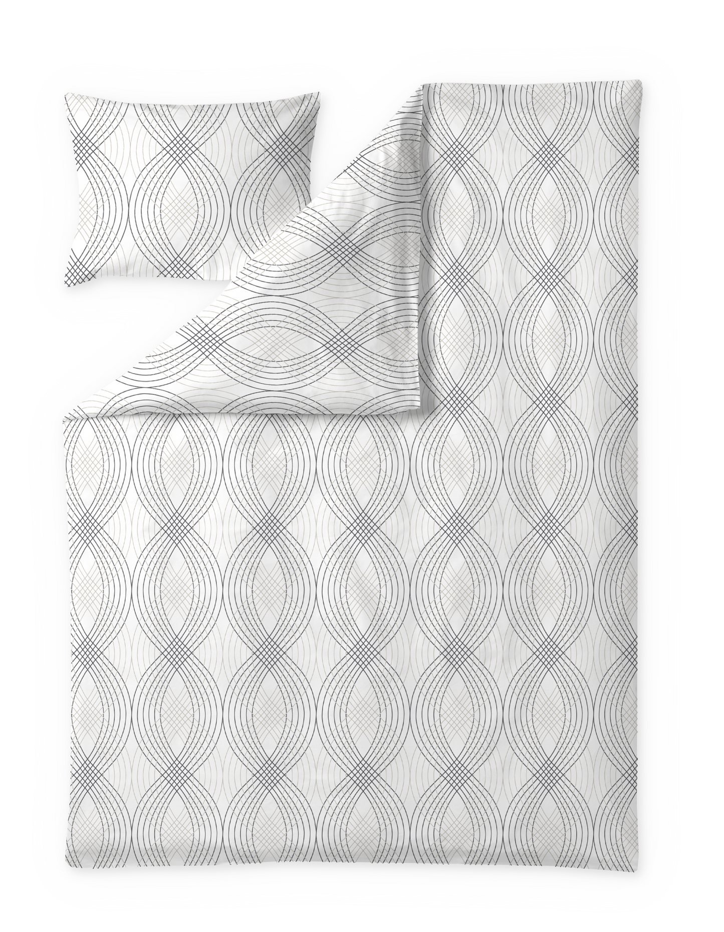 60714-4232-16-06; Finlayson Kehrä Tencel-puuvillapussilakanasetti Tummanharmaa / Beige / 150x210 + 50x60 cm 