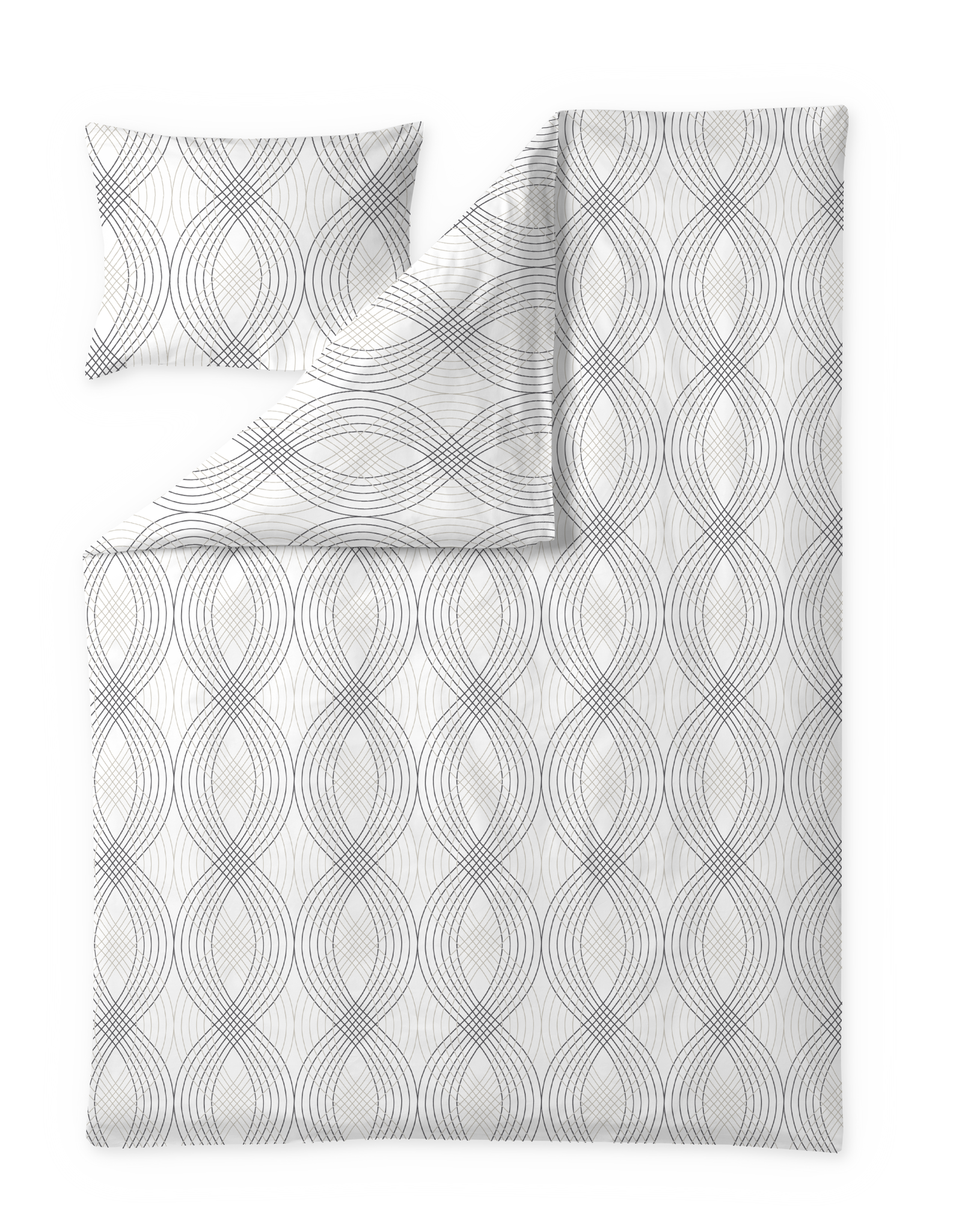 60714-4232-16-06; Finlayson Kehrä Tencel-puuvillapussilakanasetti Tummanharmaa / Beige / 150x210 + 50x60 cm 