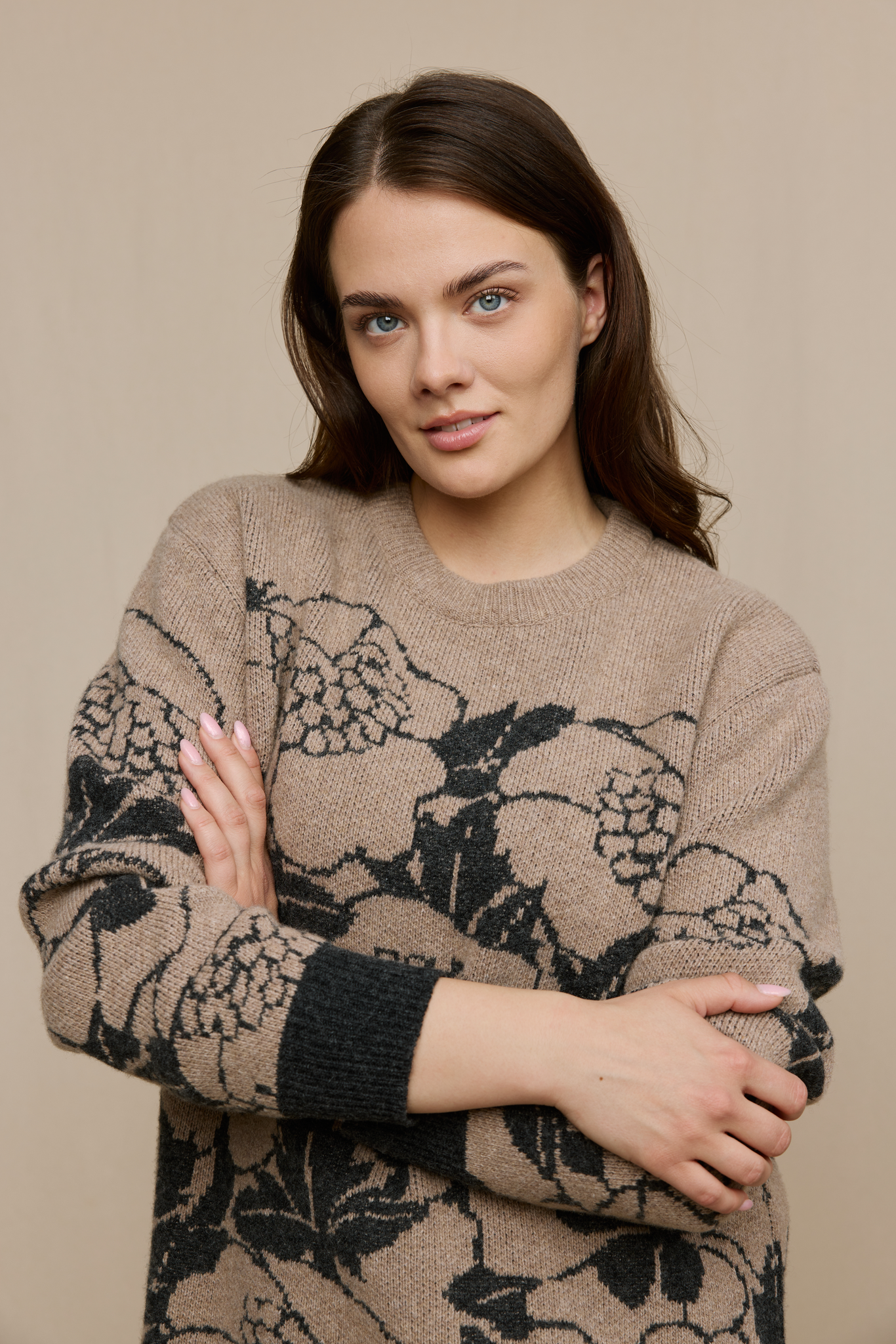 FW51006-198-XL_2; Finlayson Annukka Neule Beige / Harmaa / XL 