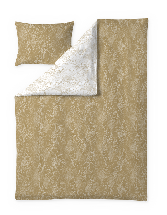 60652-5066-08-06; Finlayson Säihke Pussilakanasetti Kulta / Valkoinen / 150x210 + 50x60 cm 