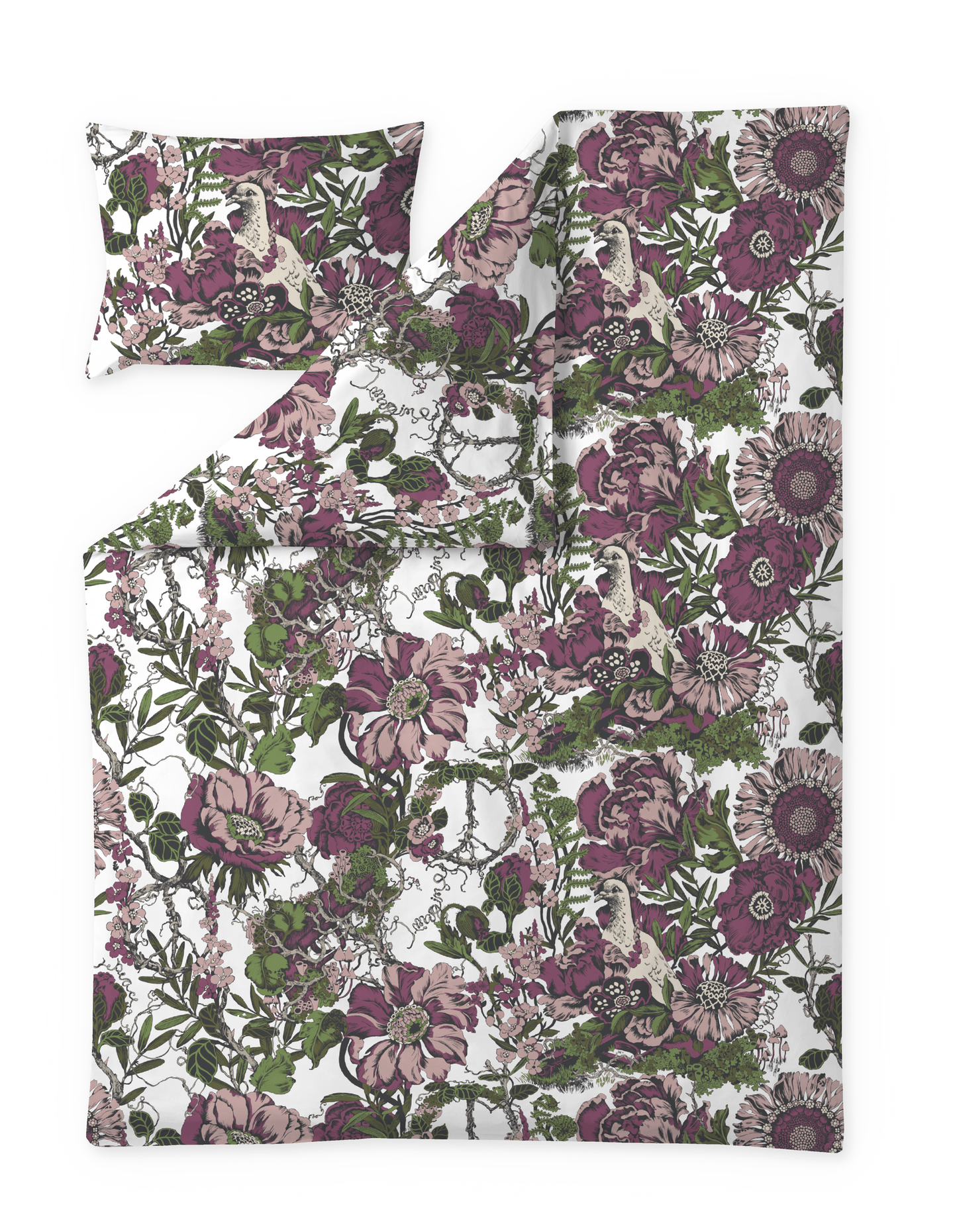 60712-5441-03-06; Finlayson FI Imagine Satiinipussilakanasetti Viini/ Roosa / Vihreä / 150x210 + 50x60 cm
