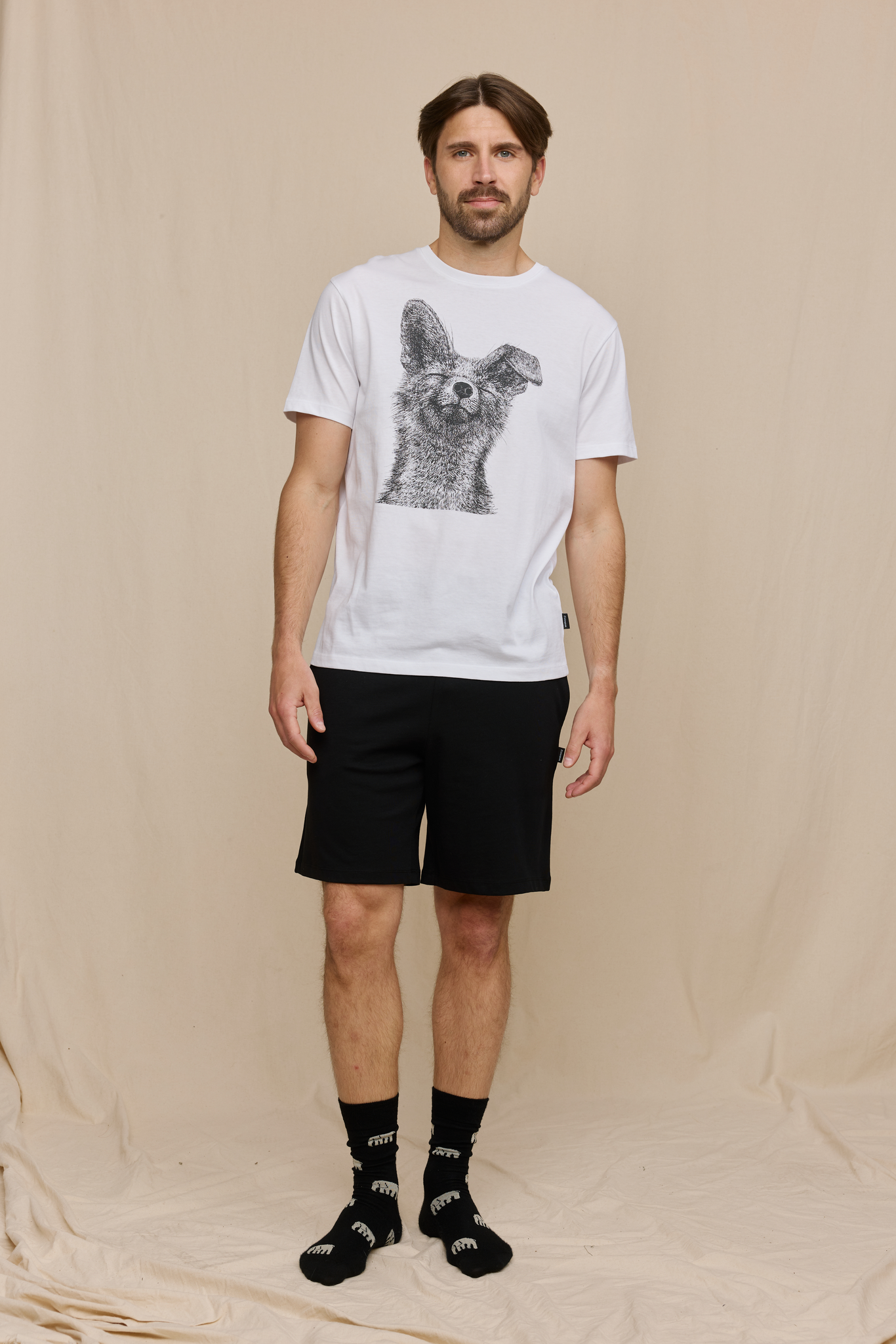 FM10004-991-XXL; Finlayson Kettu Shortsipyjama Mustavalkoinen / XXL 