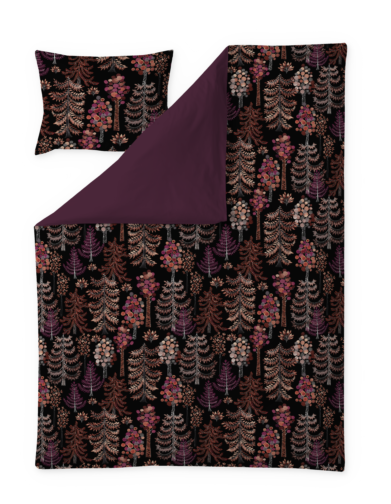 60712-4962-07-06; Finlayson Sadussa Satiinipussilakanasetti Viininpunainen / 150x210 + 50x60 cm 