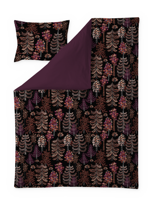 60712-4962-07-06; Finlayson Sadussa Satiinipussilakanasetti Viininpunainen / 150x210 + 50x60 cm 