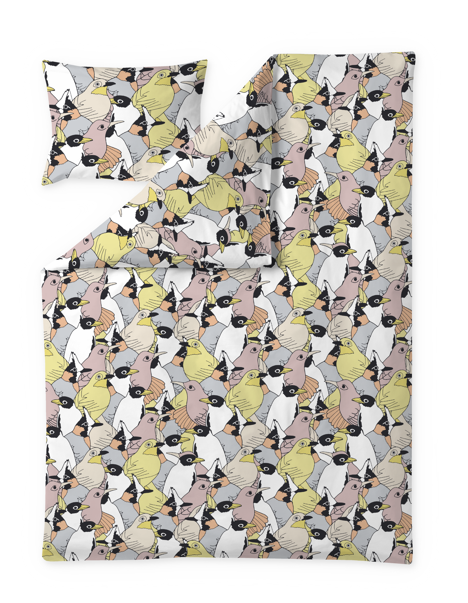 60652-5490-03-06; Finlayson Sekaparvi Pussilakanasetti Keltainen / Harmaa / 150x210 + 50x60 cm 