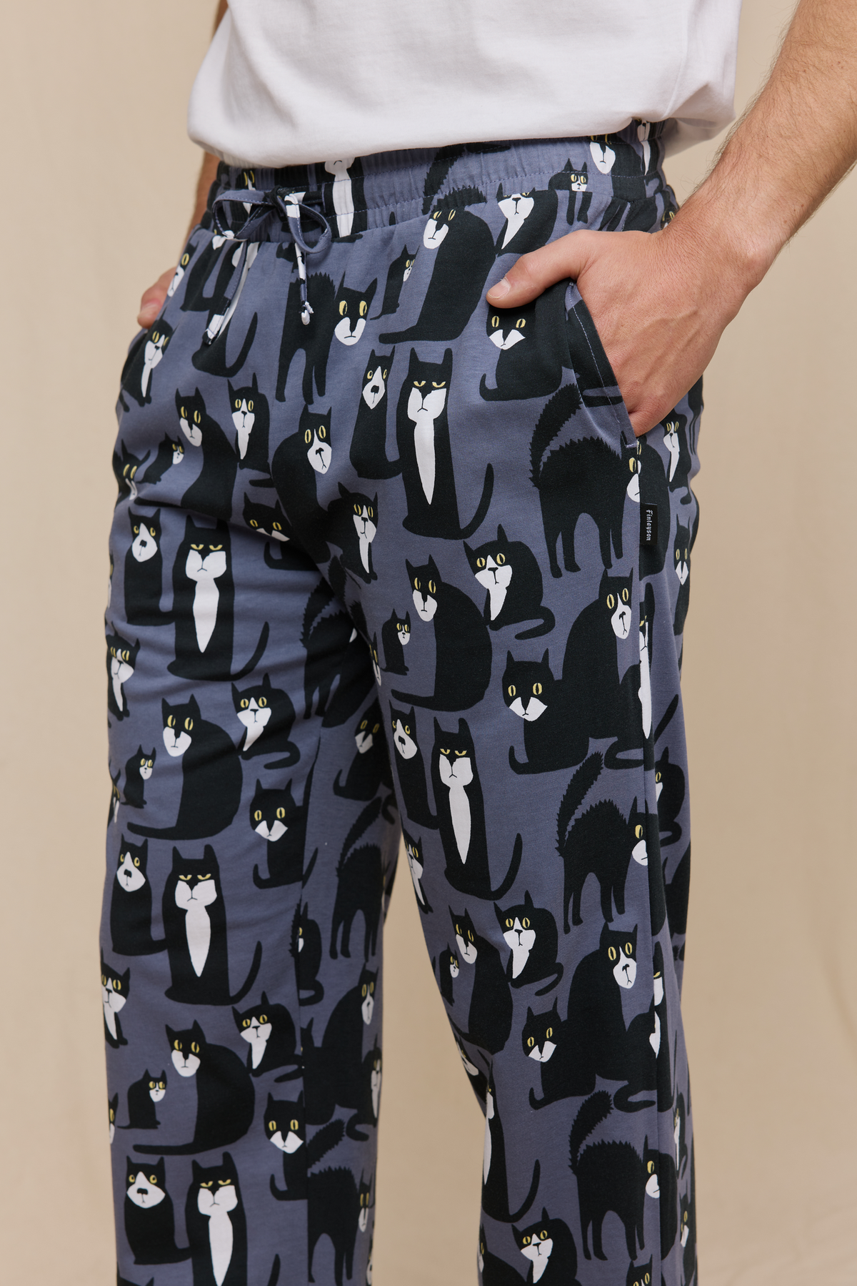FM17003-946-XL_1; Finlayson Spot the Dog Pyjamahousut Siniharmaa / Musta / XL 