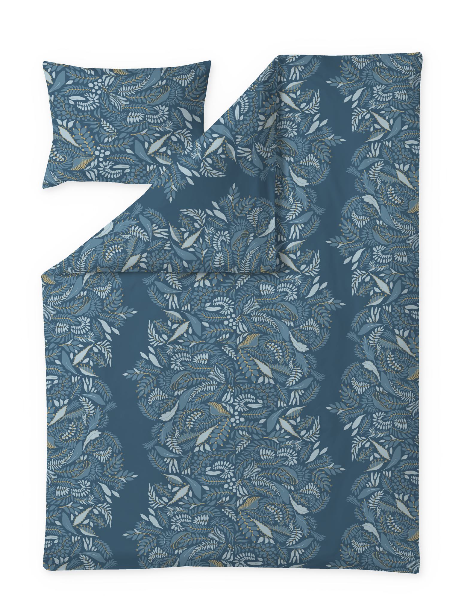 60712-5053-03-06; Finlayson Pihamaa Satiinipussilakanasetti Petroolinsininen / 150x210 + 50x60 cm 