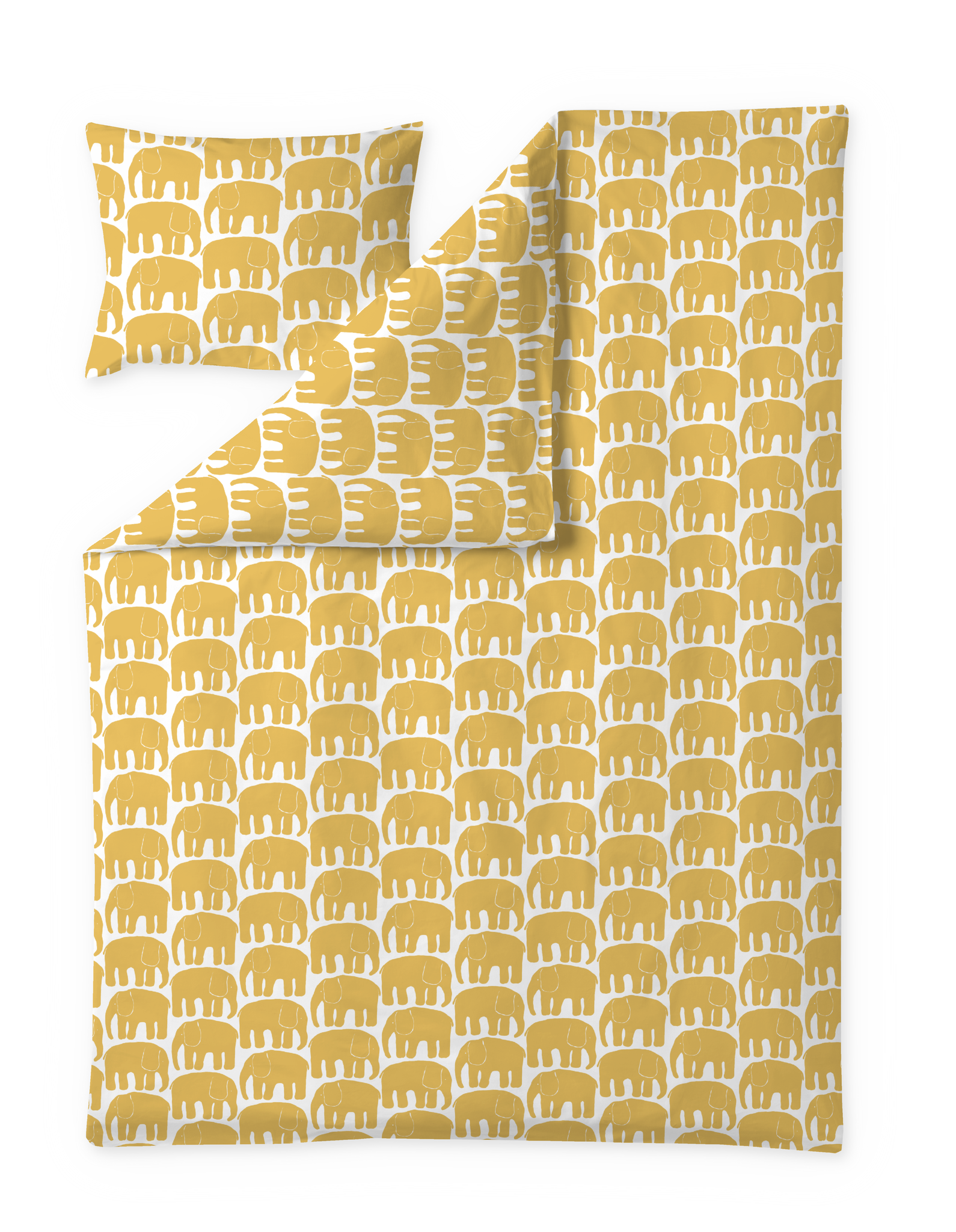 60652-4547-27-06; Finlayson Elefantti Pussilakanasetti Tummankeltainen / 150x210 + 50x60 cm 