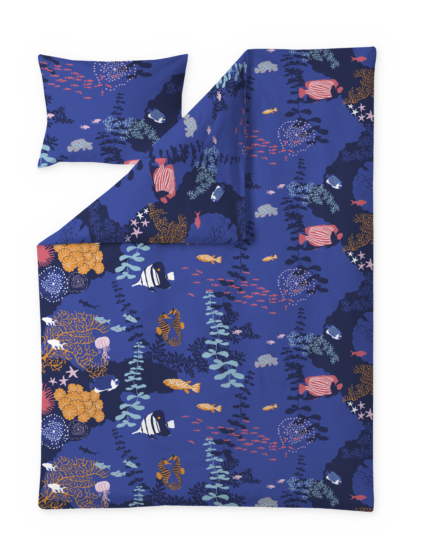 60652-4475-03-06; Finlayson Sukellus Pussilakanasetti Sininen / Oranssi / 150x210 + 50x60 cm 