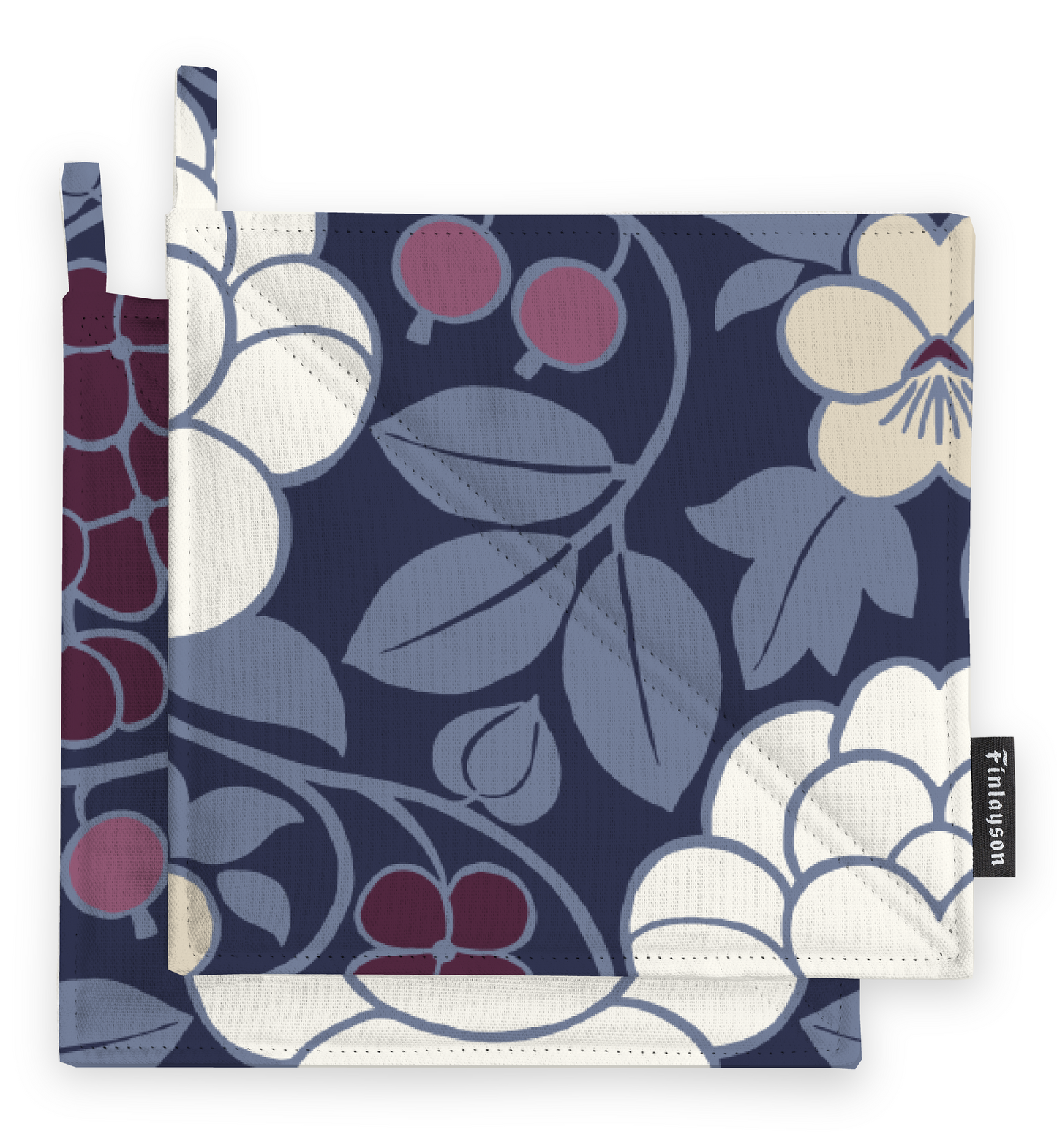 80017-5463-01-10; Finlayson Hilla Patalappu 2kpl Tummansininen / Luumu / 22x22 cm 