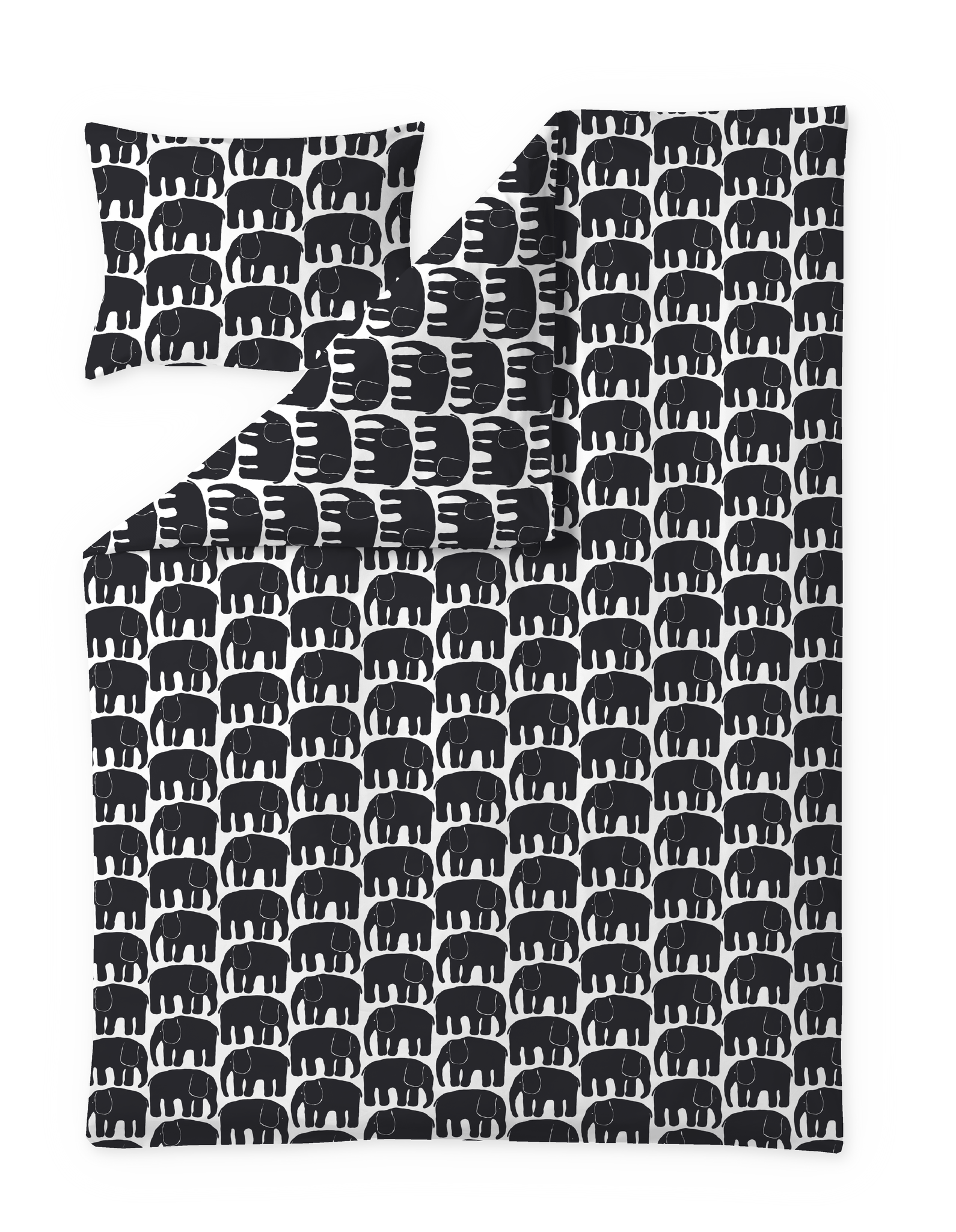 60652-4547-05-06; Finlayson FI Elefantti pussilakanasetti Musta / 150x210 + 50x60 cm
