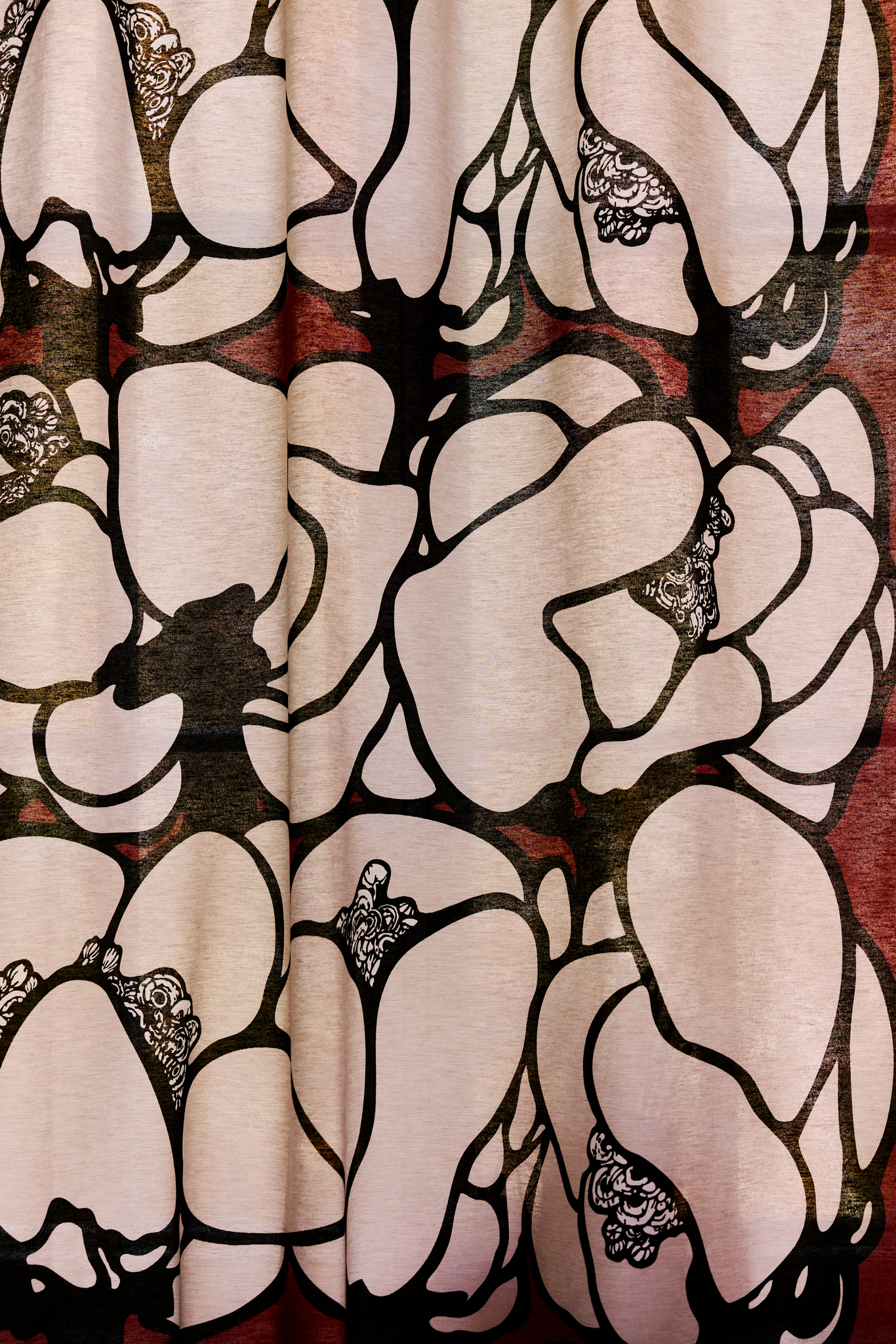 107212-4202_2; Finlayson Makeba Curtains Punainen-harmaa / 140x250 cm 