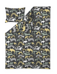 60652-4973-06-06; Finlayson Käpälämäki Pussilakanasetti Tummanharmaa / Keltainen / 150x210 + 50x70 cm 