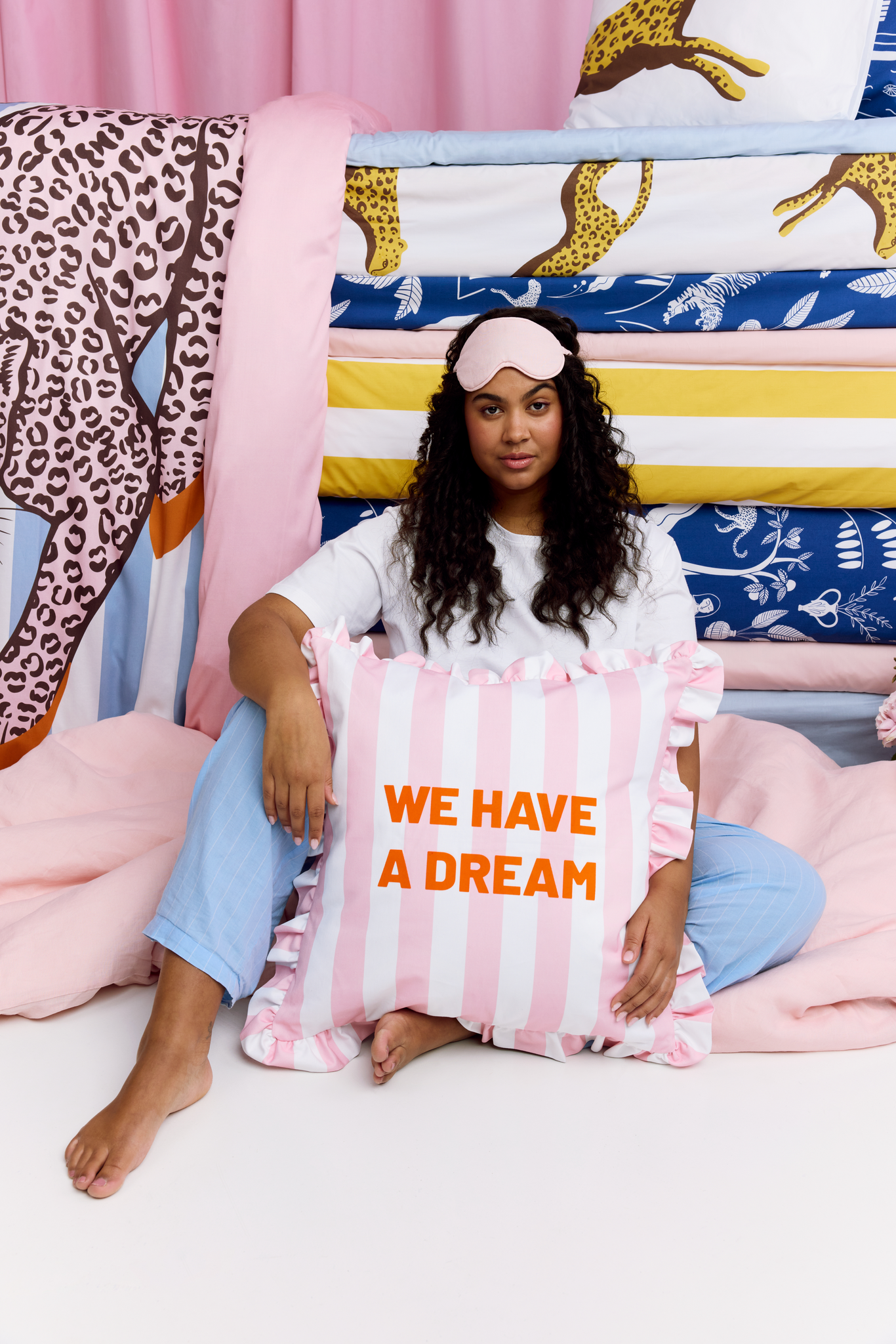 81830-5517-01-04_2; Finlayson Dream Koristetyynynpäällinen Vaaleanpunainen / Valkoinen / 50x50 cm 