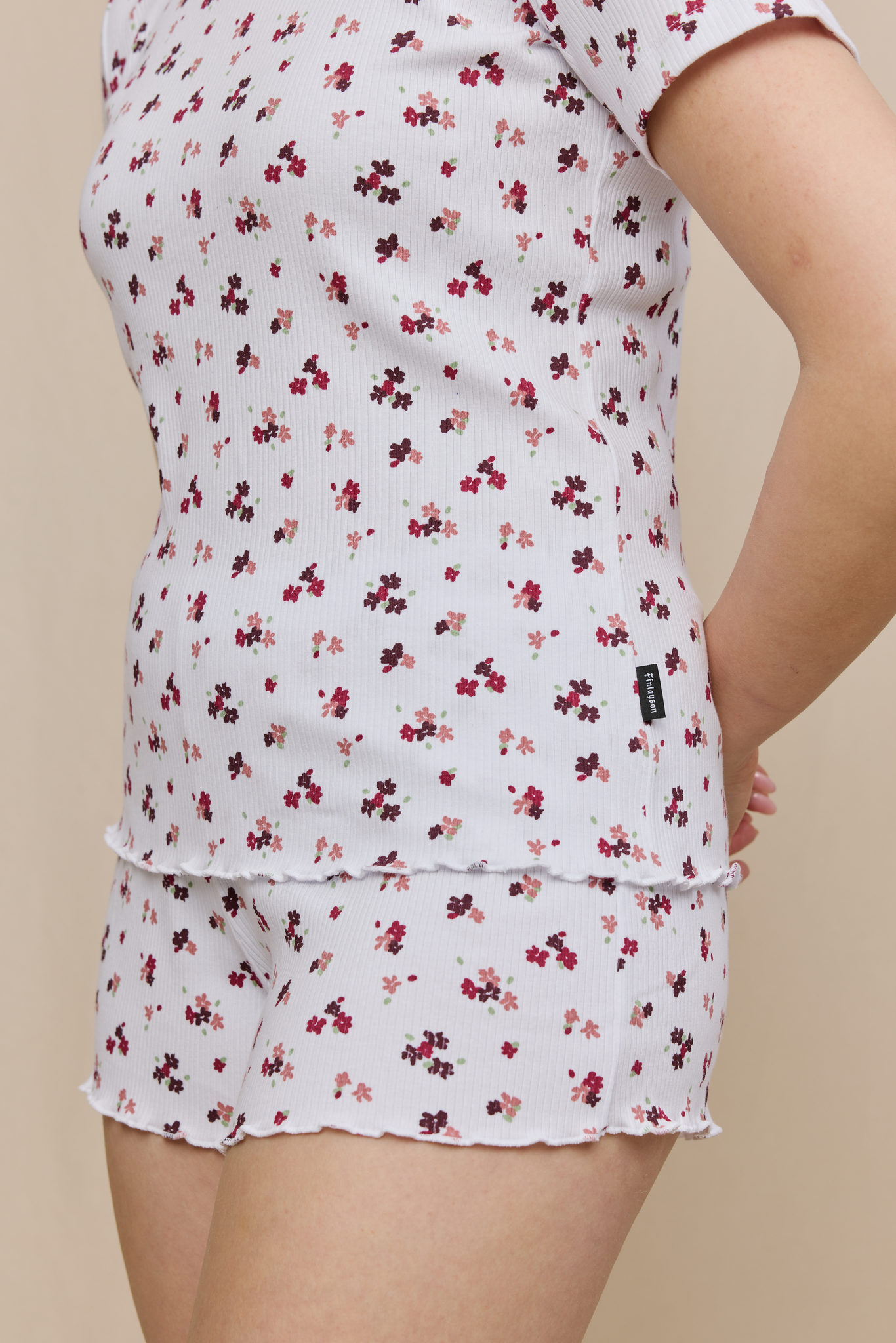 FW10004-041-S_4; Finlayson Henni Shortsipyjama Valkoinen / Viikuna / S 