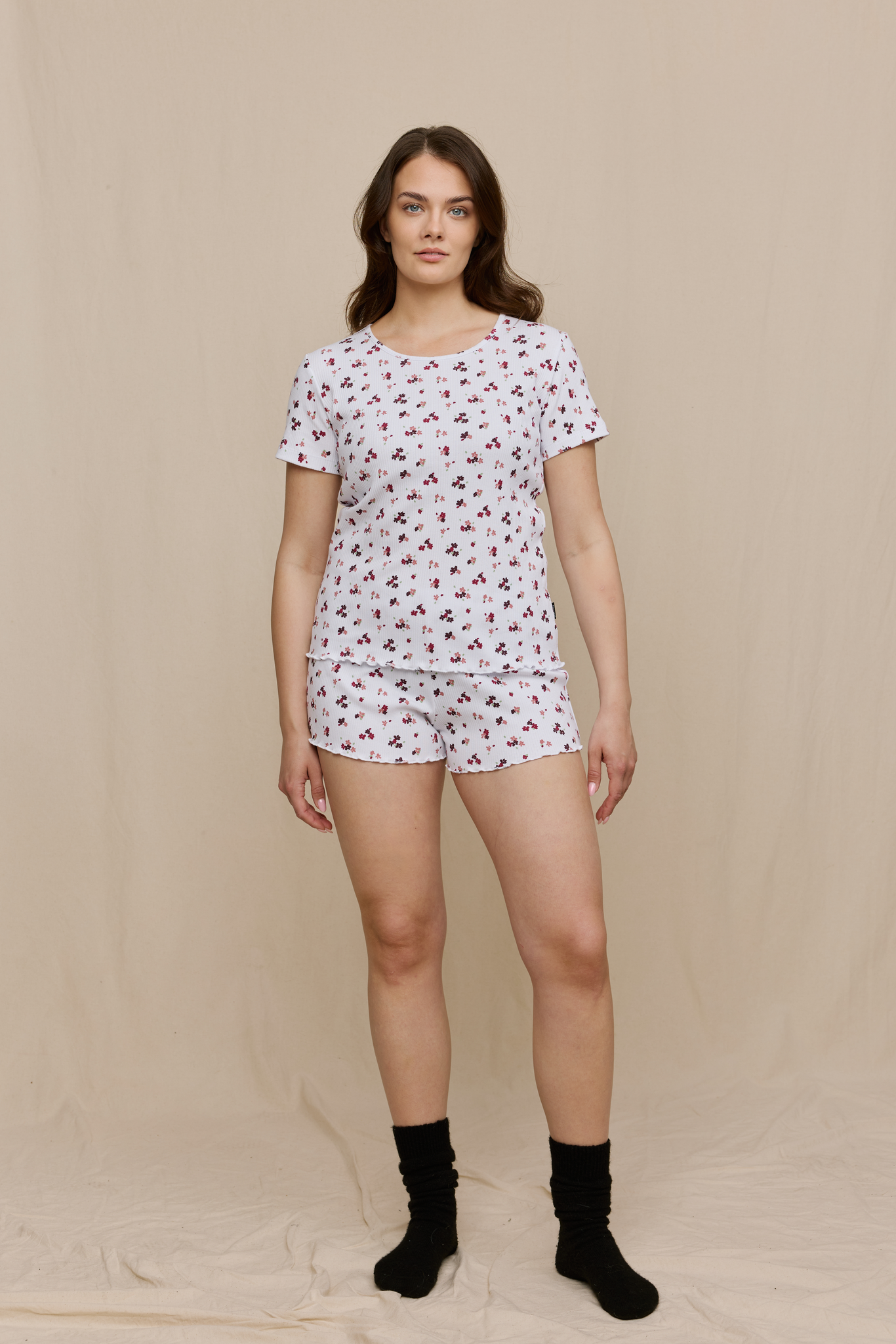 FW10004-041-XXL_3; Finlayson Henni Shortsipyjama Valkoinen / Viikuna / XXL 