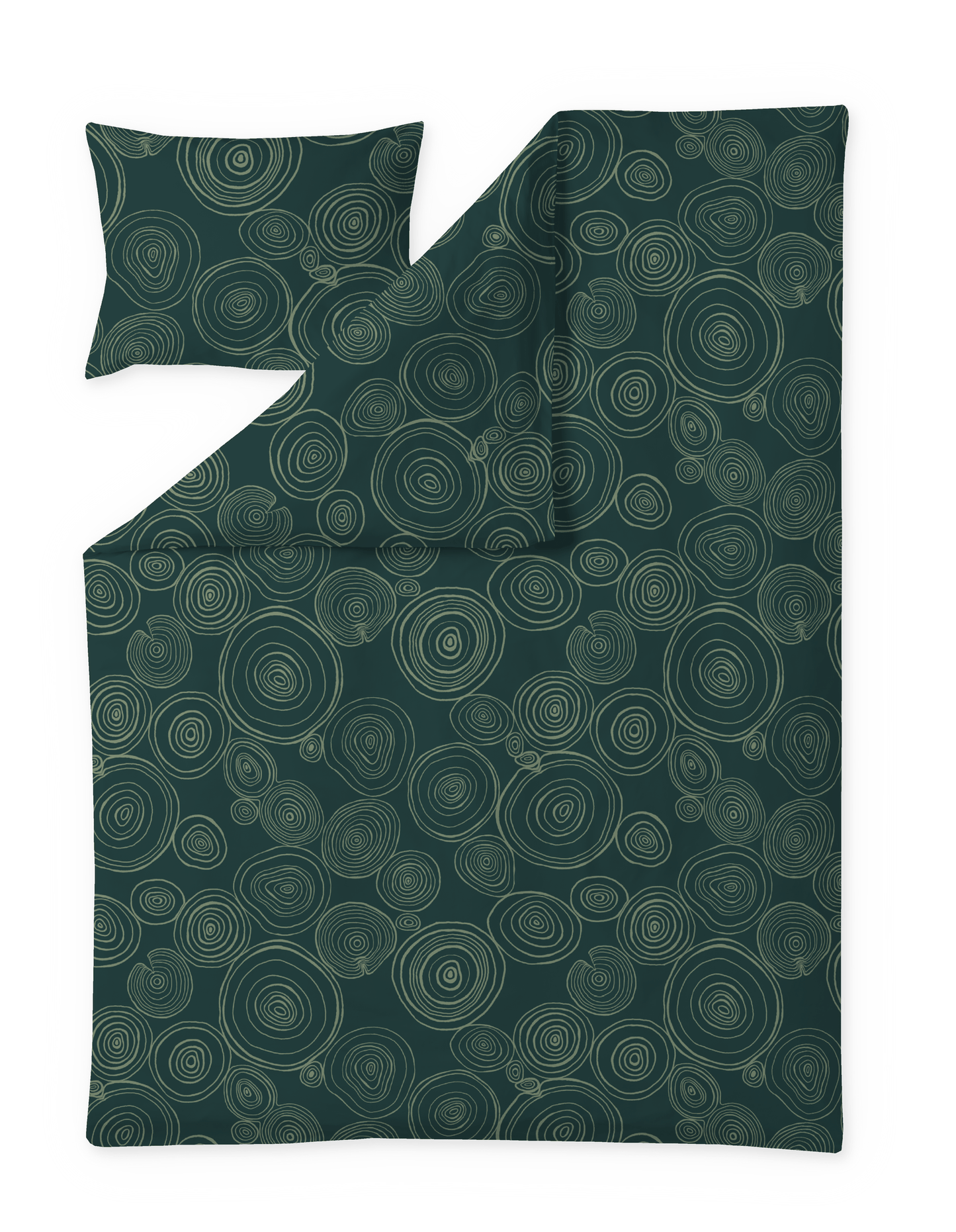 60712-5471-02-06; Finlayson Tarina Satiinipussilakanasetti Vihreä / 150x210 + 50x60 cm