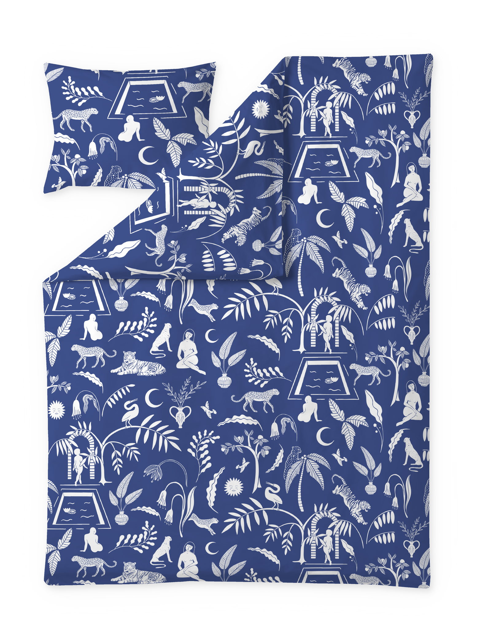 60646-5521-01-06; Finlayson Eden Pussilakanasetti Sininen / Valkoinen / 150x210 + 50x60 cm 