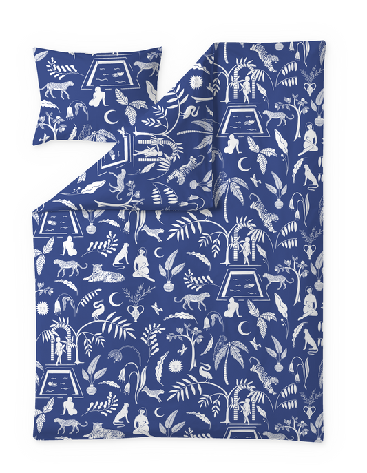 60646-5521-01-06; Finlayson Eden Pussilakanasetti Sininen / Valkoinen / 150x210 + 50x60 cm 