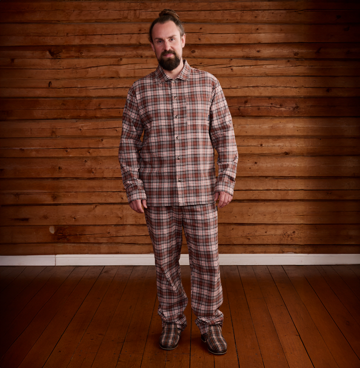 22751435001; Finlayson Reino Flanellipyjama Ruskea / M 