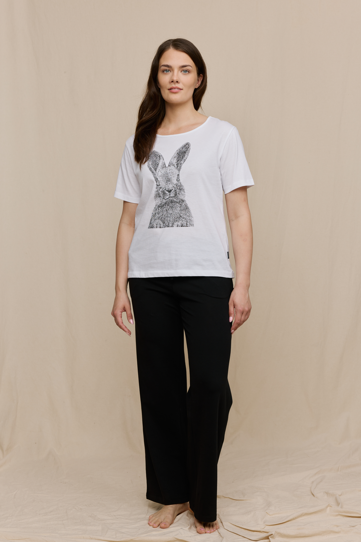 FW10003-991-S; Finlayson Pupu Pyjama Mustavalkoinen / S 