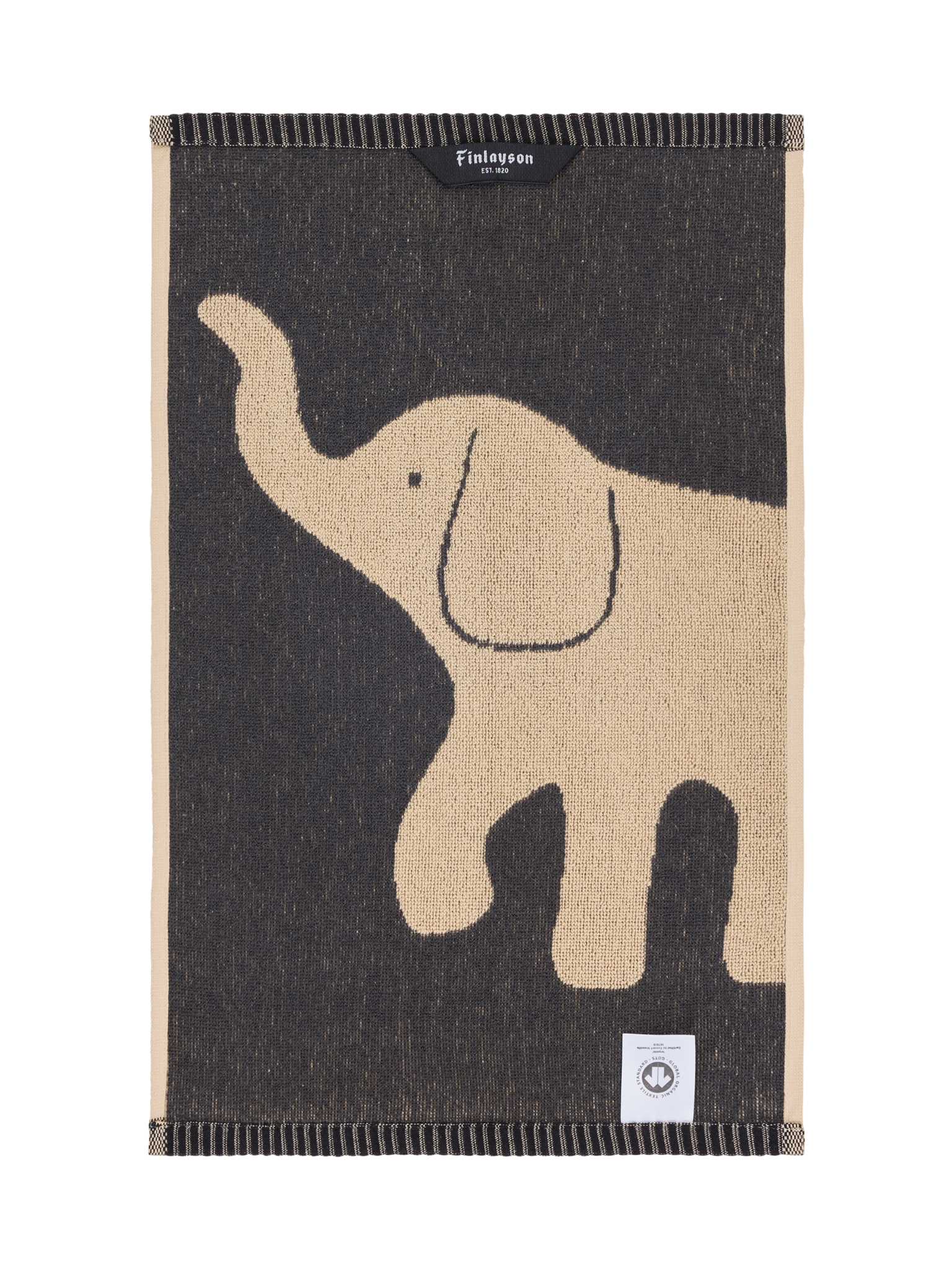 71562-5415-04-12_2; Finlayson Elefantti Vapaa Käsipyyhe Tummanharmaa / Beige / 30x50 cm 