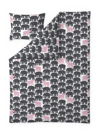 60652-5415-08-06; Finlayson Elefantti Vapaa Pussilakanasetti Harmaa / Vaaleanpunainen / 150x210 + 50x60 cm 