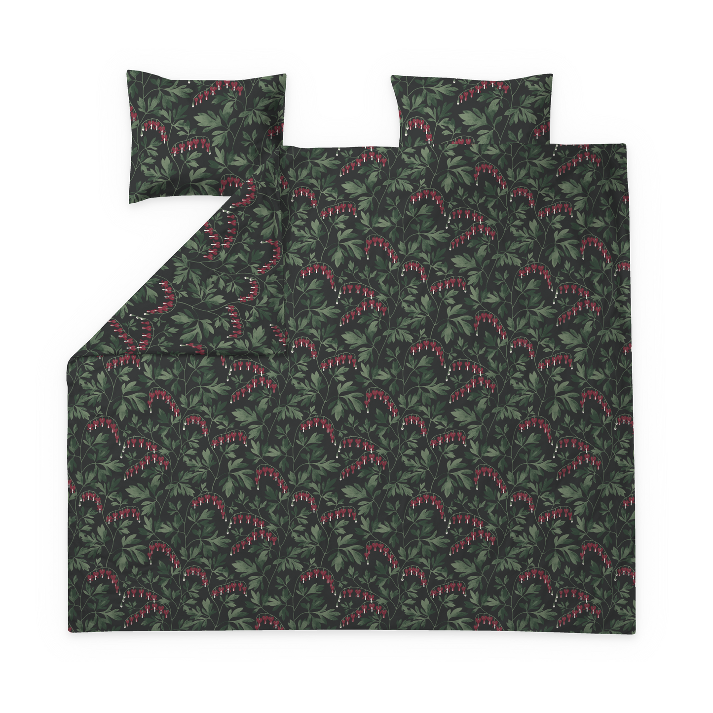 60682-5523-01-05; Finlayson Särkynytsydän Parivuoteen pussilakanasetti Tummanvihreä / Punainen / 240x210 + 50x60 cm 