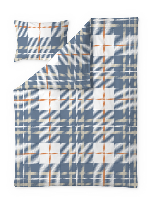 60653-5239-07-06; Finlayson Gingham Pussilakanasetti Sininen / Oranssi / 150x210 + 50x60 cm 