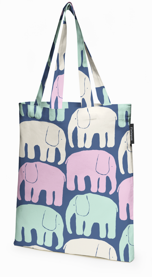 80220-4547-30-10; Finlayson Elefantti Kangaskassi Multi Siniharmaa / Pastelli / 36x42 cm 