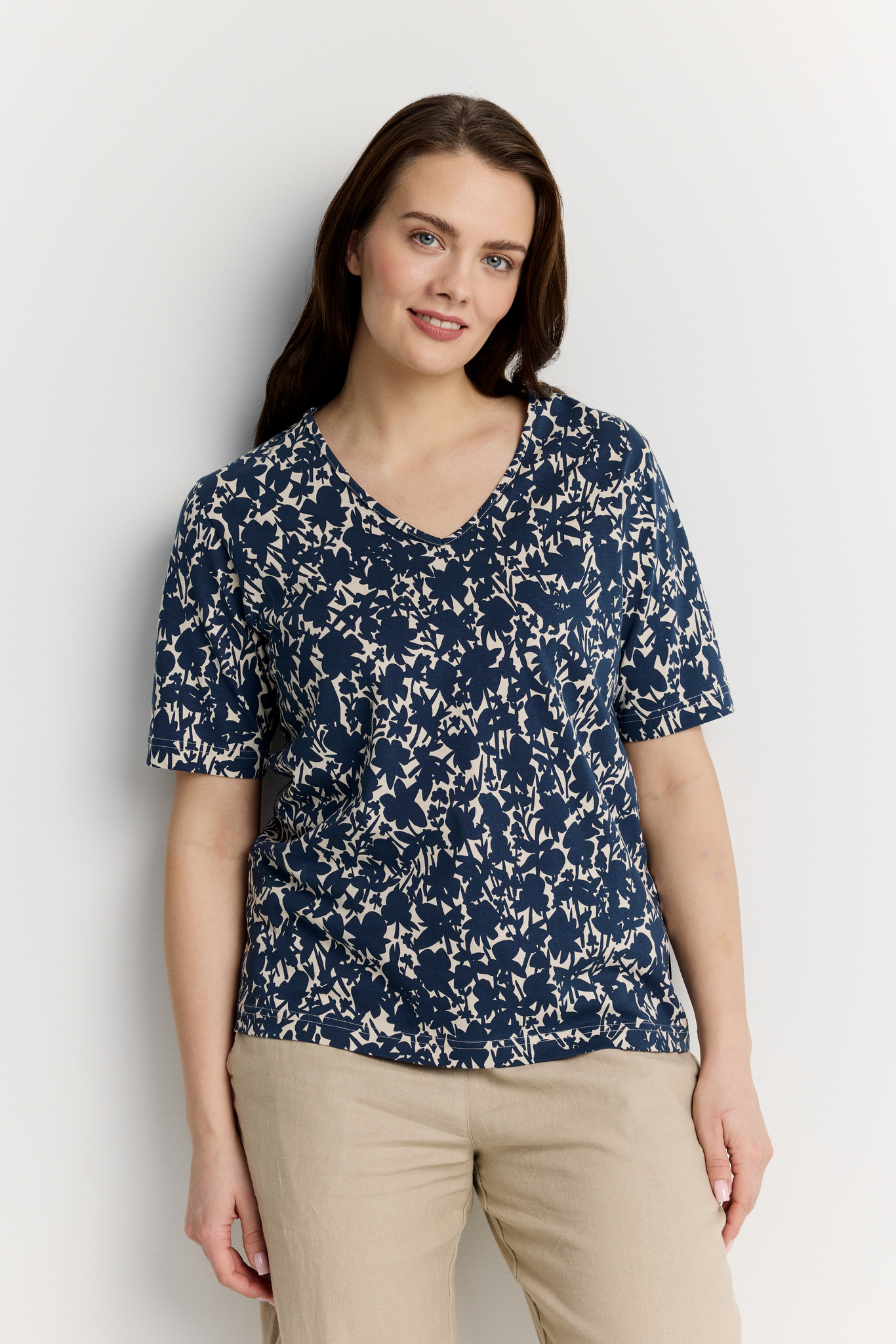 22784446001; Finlayson KATVEESSA T-Paita Tummansininen / Luonnonvalkoinen / S 