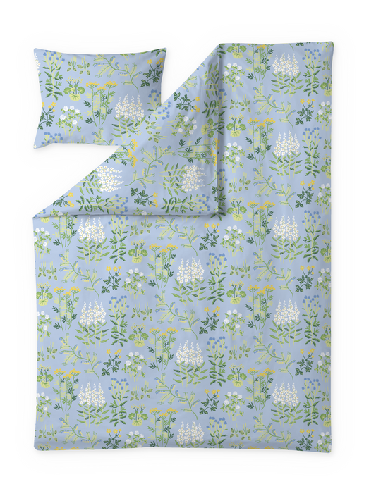 60652-5502-01-06; Finlayson Joutomaa Pussilakanasetti Vaaleansininen / Vihreä / 150x210 + 50x60 cm 