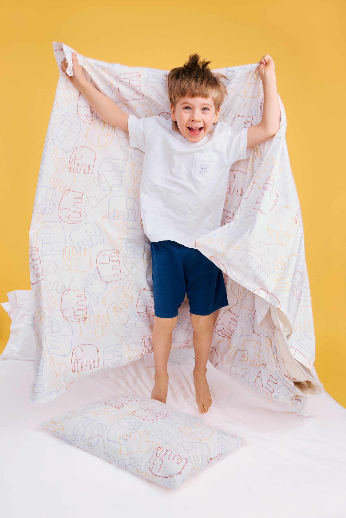 60662-5416-04-06_3; Finlayson Elefantti villi Lasten pussilakanasetti Monivärinen / 120x160 + 40x60 cm 