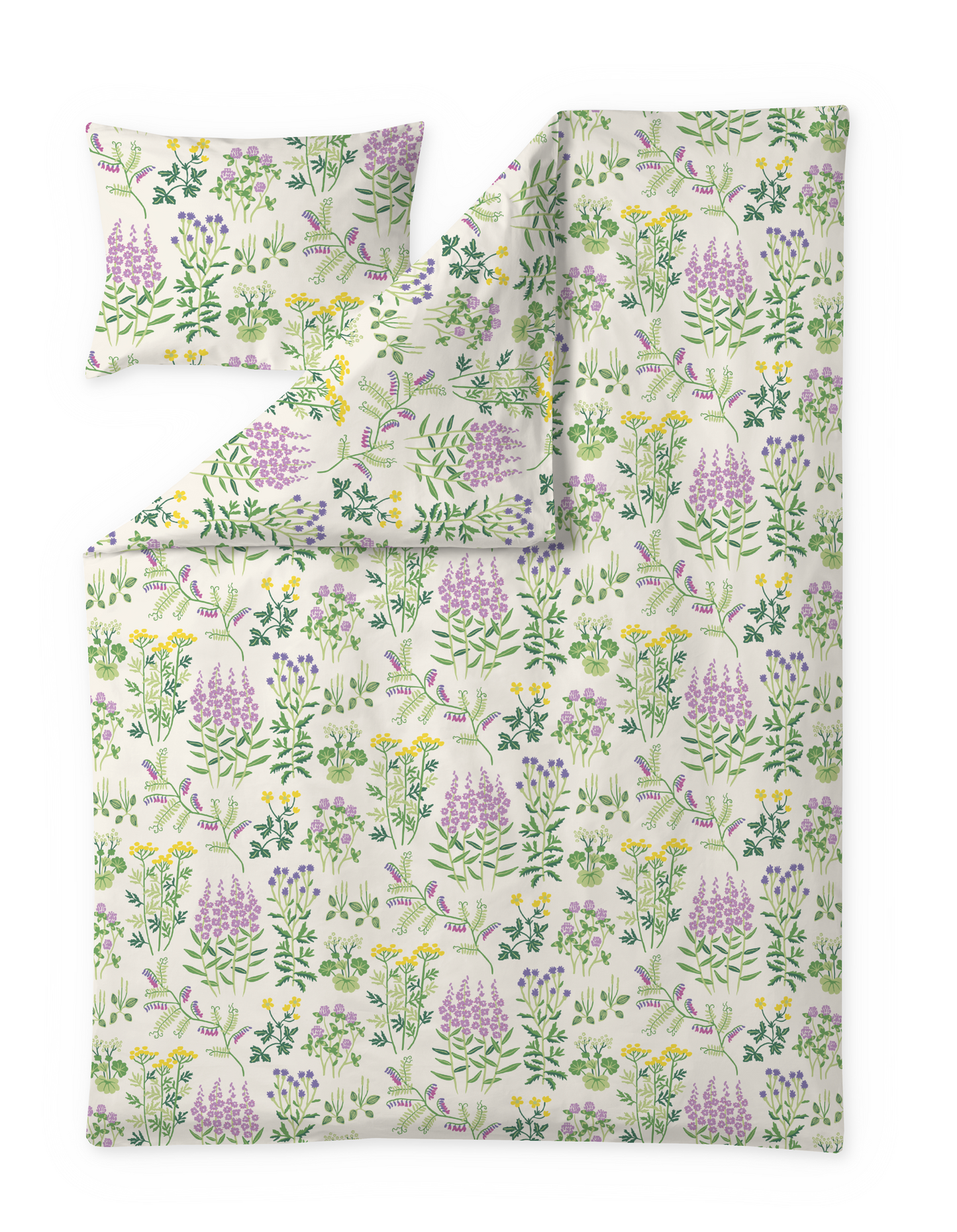 60657-5502-02-06; Finlayson Joutomaa Pussilakanasetti Luonnonvalkoinen / Vihreä / 150x210 + 50x60 cm 