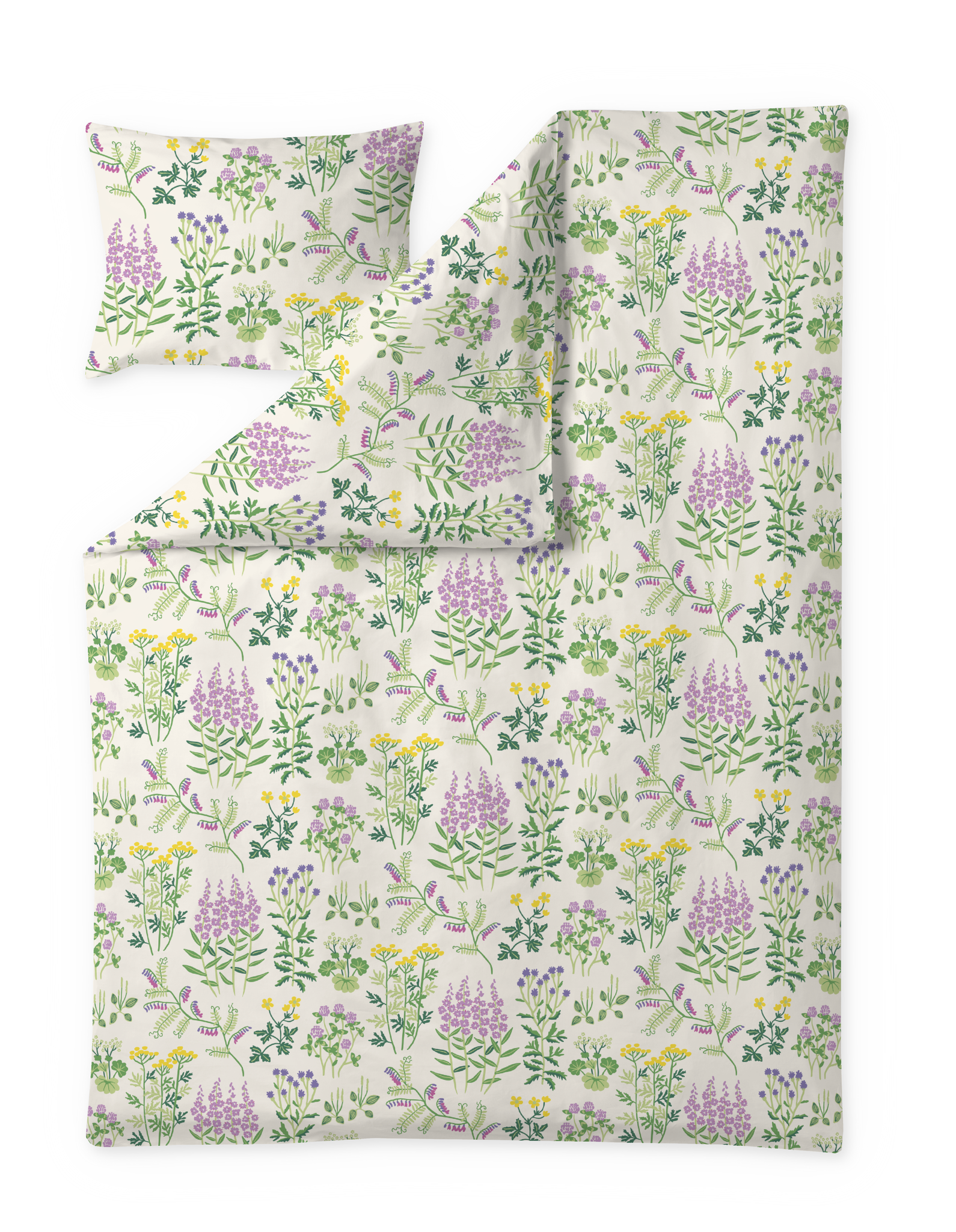 60657-5502-02-06; Finlayson Joutomaa Pussilakanasetti Luonnonvalkoinen / Vihreä / 150x210 + 50x60 cm 