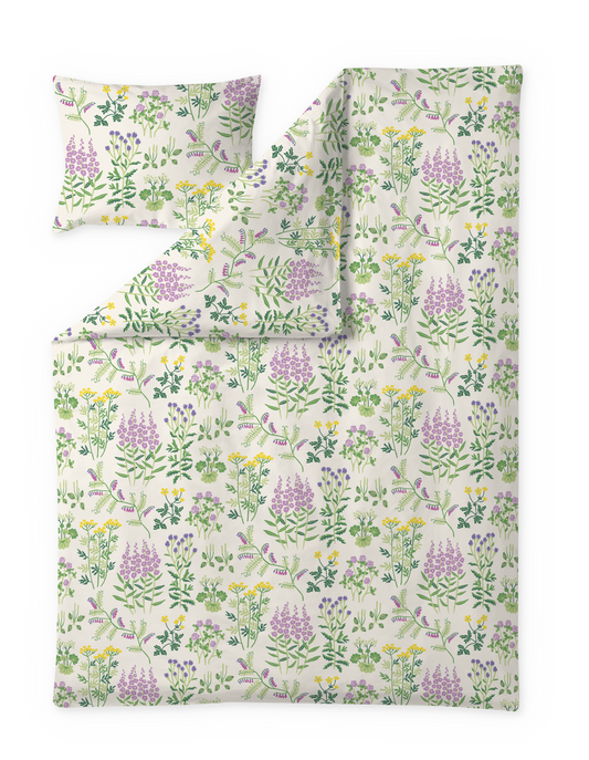 60657-5502-02-06; Finlayson Joutomaa Pussilakanasetti Luonnonvalkoinen / Vihreä / 150x210 + 50x60 cm 