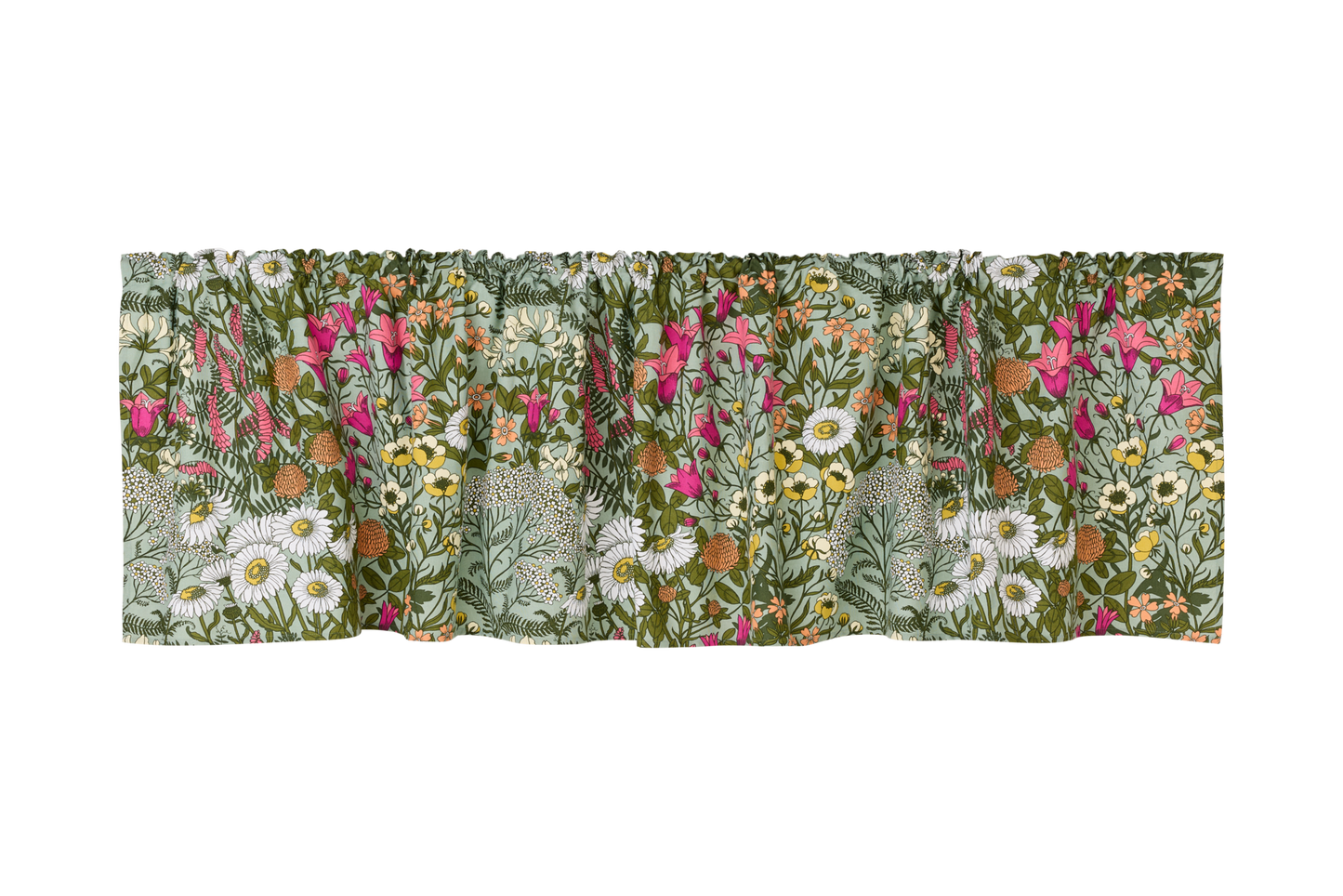 109022-7343; Finlayson Ahomaa Valances Vihreä-pinkki / 50x250 cm 