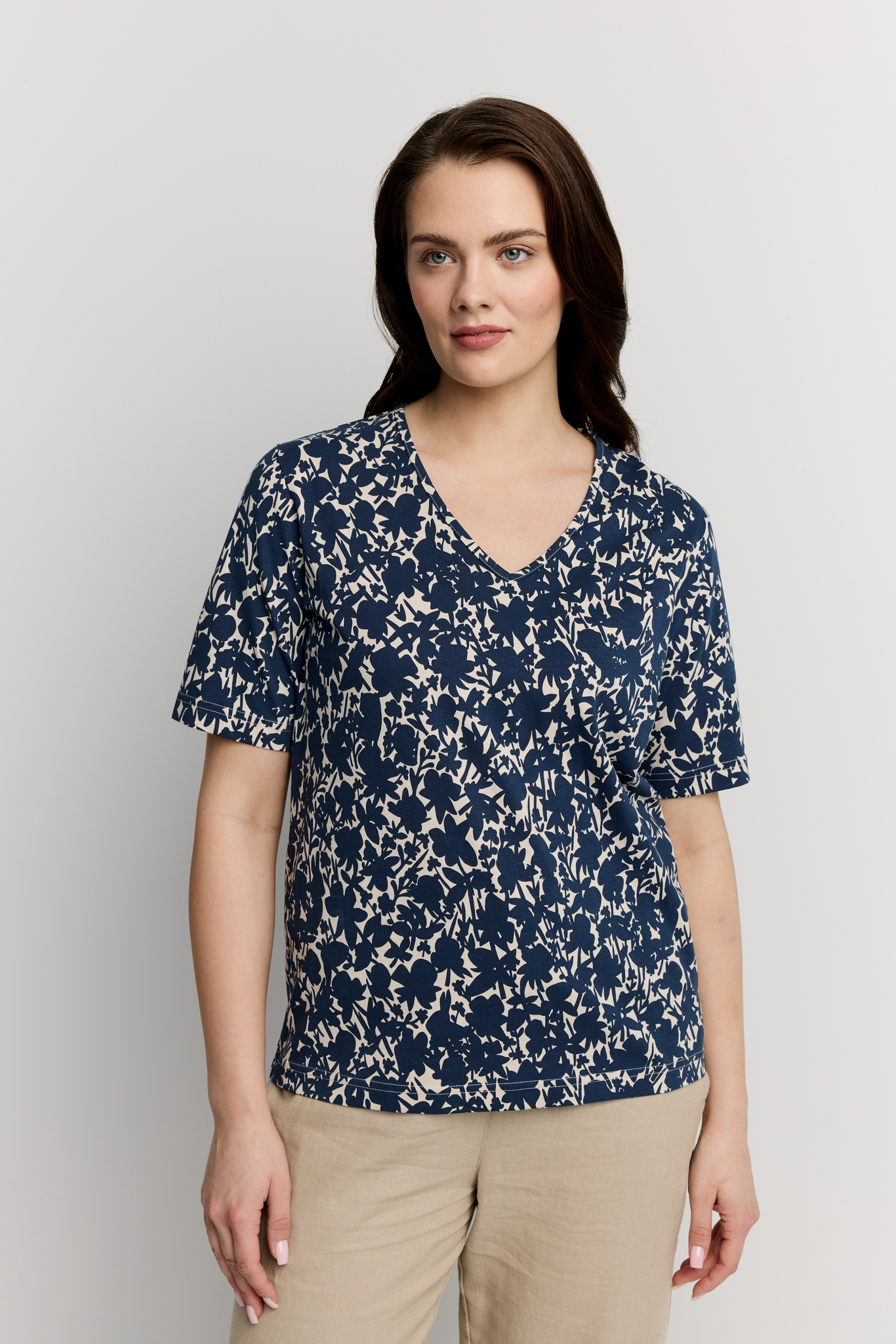 22784446004_5; Finlayson KATVEESSA T-Paita Tummansininen / Luonnonvalkoinen / XL 