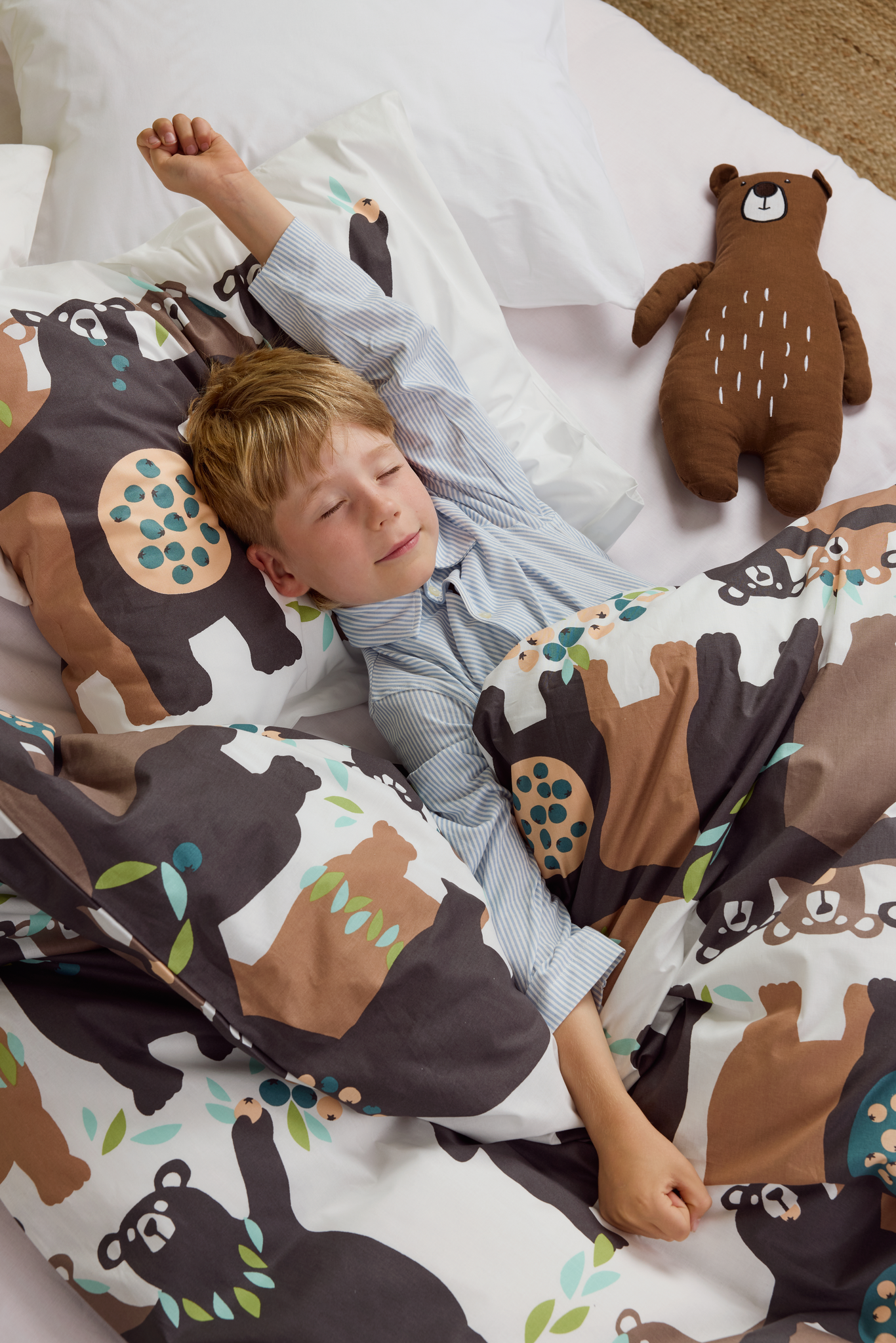 60652-5165-05-06_1; Finlayson Kopla Pussilakanasetti Ruskea / Persikka / 150x210 + 50x60 cm 