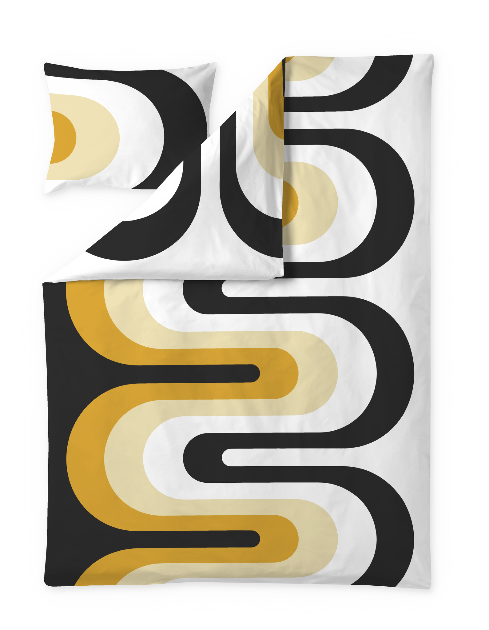 60652-5254-06-06; Finlayson Kaista Pussilakanasetti Musta / Keltainen / 150x210 + 50x60 cm 
