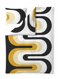 60652-5254-06-06; Finlayson Kaista Pussilakanasetti Musta / Keltainen / 150x210 + 50x60 cm 
