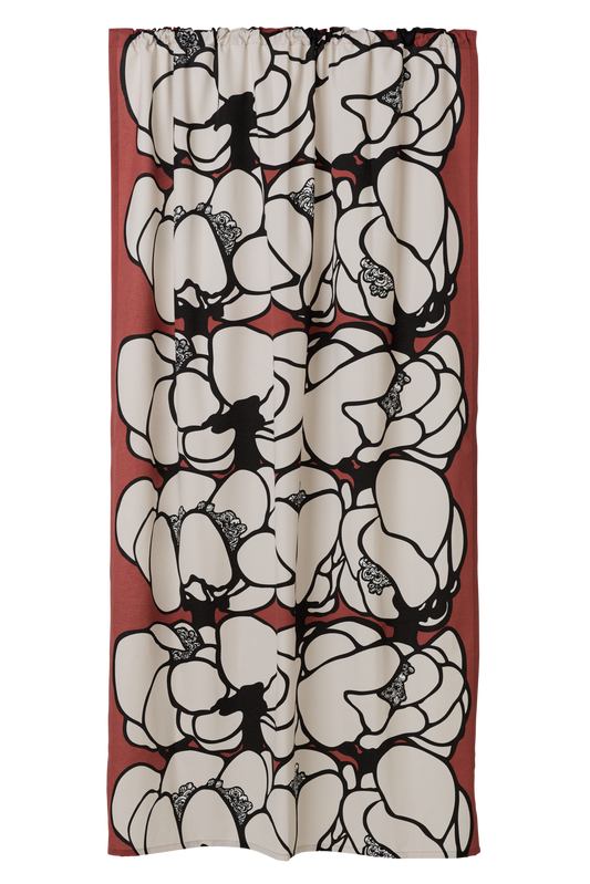 107212-4202; Finlayson Makeba Curtains Punainen-harmaa / 140x250 cm 